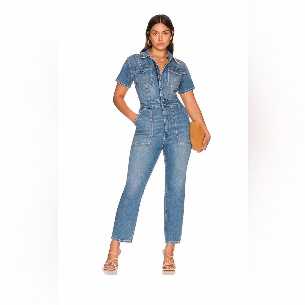 Good American Fit For Success Blue274 Denim Jumpsuit